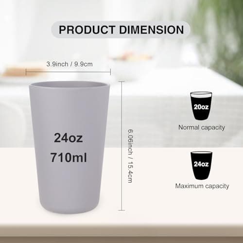 greenandlife 16oz/710ml Reusable Drinking Cups, 8 Pack Plastic Tumblers for Adults, Unbreakable Coffee Mug for Camping, Party, Travel, RV, Dishwasher and Microwave Safe — view 2