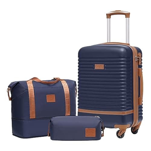 COOLIFE Suitcase Set 3 Piece, 20" Small Suitcase with Travel Bag & Wash Bag
