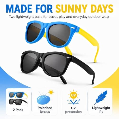 2Pcs Kids Sunglasses for Boys – Retro Square Polarised Childrens Sunglasses — view 2