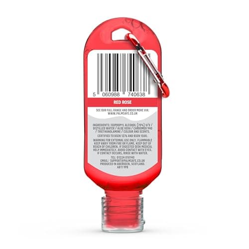 Palm Safe Red Rose 3 Pack 60ml Anti Bacterial Premium Hand Sanitiser Travel Size Refillable Clip Bottle Quick Drying Non Sticky Extra Moisturising Kills 99.9% of Viruses and Bacteria — view 2
