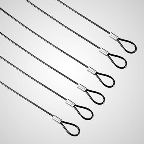 6 Pack Stainless Steel Safety Lanyard Coated Wire Rope Tether Double Loops — view 4