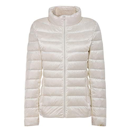 Lightweight Down Jacket Womens Ultra Light Packable Down Jacket Women's Down Filled Coat Women Oversized Quilted Puffer Jacket Women Ladies Puffer Bubble Coat Puffa Warm Padded Jacket Women White M