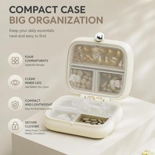Travel Pill Organizer 7 Compartments Storage Organizer Holder with Reminder — view 5