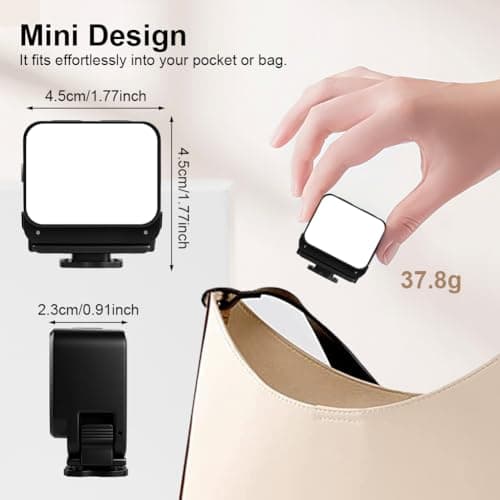 AOOSU Mini LED Action Camera Video Light, Dimmable Camera Light Portable Magnetic Photography Lighting IPX4 Waterproof 3 Color Temperatures 4 Brightness Levels Essential Vlogging Accessories — view 2