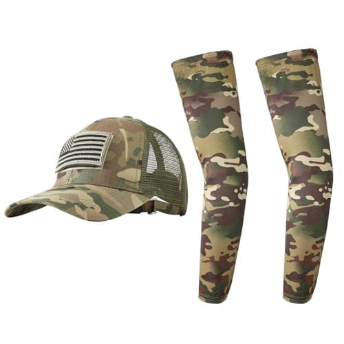 Men Women Camouflage Baseball Cap Camo with Arm Sleeves Unisex Camo Sun Hat Adjustable Outdoor UV Protection Hat Cotton Classic Travel Peak Summer Cap for Sports Camping Fishing Traveling Tennis Golf — view 3
