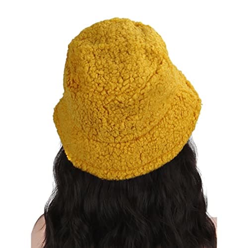 Womens Solid Thermal Windproof Bucket Fisherman Hat Winter Outdoor Casual Travel Accessory (Yellow, One Size) — view 2