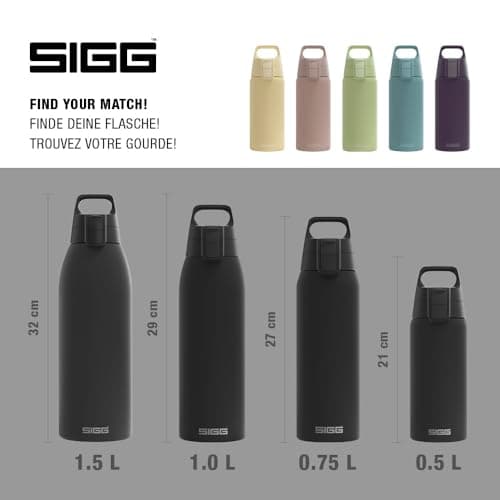 Sigg - Stainless Steel Insulated Water Bottle - Shield Therm One - Suitable for Carbonated Beverages - Leakproof - Dishwasher Safe - BPA Free - 90% Recycled - for the Outdoor - Black - 0.5L — view 5