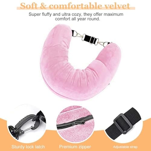 Stuffable Neck Pillow for Travel, 80 * 18.5cm Stuffable Travel Pillow with Adjustable Straps, Travel Pillow Stuffable with Clothes, Neck Pillow Stuffable for Extra Luggage Travel Essentials(Pink) — view 3