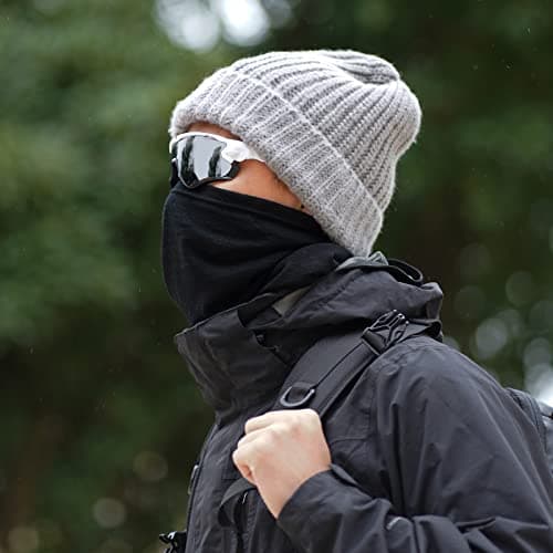 ACUSHLA 100% Merino Wool Neck Gaiter, Ski Mask Neck Warmer Unisex, Black — view 5