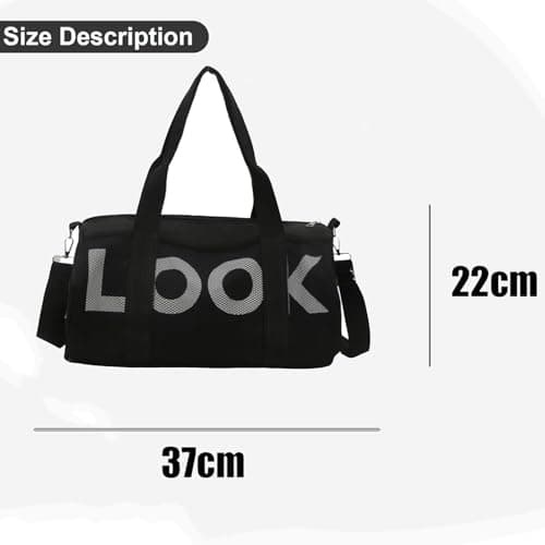 Small Gym Bag, Gym Bag, Small Holdall, Overnight Travel Weekend Holdall Bags Fitness Handbag for Swim Yoga Workout, Water Resistant Carry On Bag Sport Travel Training Journey (Black) — view 2