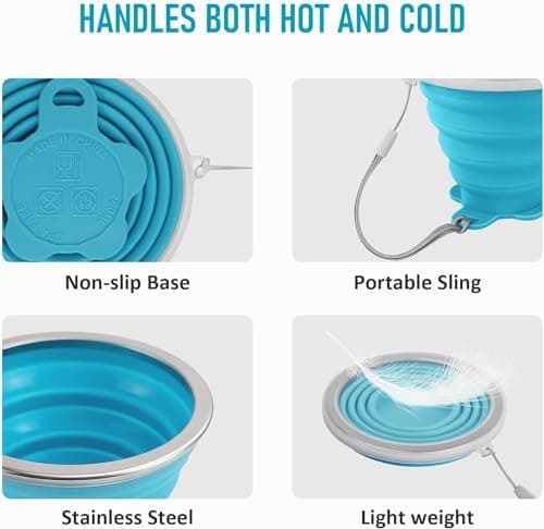 ddLUCK Silicone Foldable Cup, Travel Camping Mug with Plastic Sealing Lid — view 3