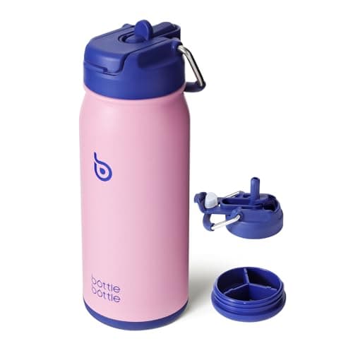 BOTTLE BOTTLE 16oz(470ml) Stainless Steel Kids Insulated Sports Water Bottle with Straw and Pill Holder for Gifts and School (Bubble Candy)