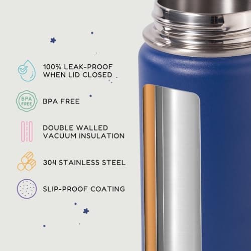 Fijinhom Kids Water Bottle for School, 360ml/12oz, Toddler Water Bottles with Straws, Stainless Steel Vacuum Insulated Water Bottles for Boys&Girls, Leak-Proof, BPA-Free,Blue — view 3