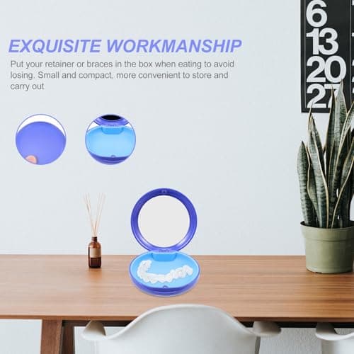 Zerodeko Portable Retainer Case with Mirror, ABS Blue Dustproof Storage Box — view 4