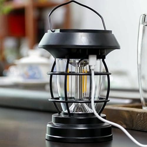 Weqizuerqi Solar Powered Lantern,Waterproof Portable Ambient Lighting | Rechargeable Camping Lantern Tent Lights - for Indoor Home Tent Porch Balcony Backpacking Power Outages — view 5
