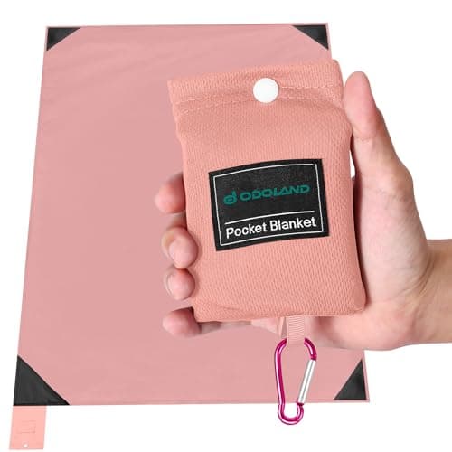 Odoland Outdoor Pocket Travel Blanket Beach Mat - Waterproof Sand Proof Beach Blanket, Picnic Mat - Multi Colour and Sizes - Portable Lightweight for Camping, Picnic Pink M
