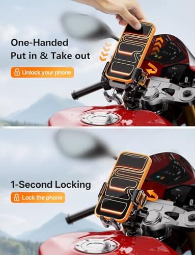 Kewig Anti-Theft Motorcycle Phone Fork Stem Mount with Vibration Dampener — view 4