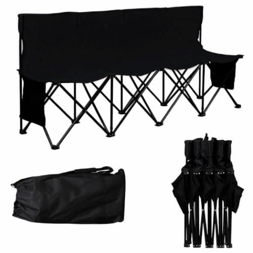 Yaheetech 4-Seat Folding Bench with 2 Hanging Bags & Carry Bag, Back