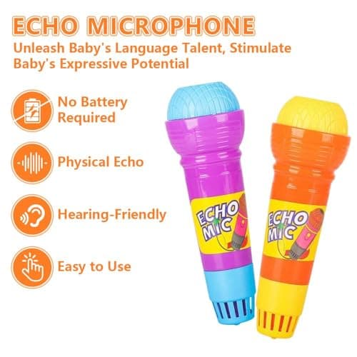 Henyall 2 Pcs Echo Microphone,Battery-Free Singing Toy Prop,Fun Voice Amplifier & Karaoke Toy for Children,Party Supply Accessory for Kids & Adults — view 3