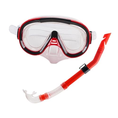 RCGOFOLLOW Wide View Diving Mask Snorkel Gear Snorkel Set Adults Swimming Goggles Reliable Performance Underwater Adventure Set Adults Snorkeling Gear Diving Goggles, Red Clear, 18.5x20.5x7cm — view 2