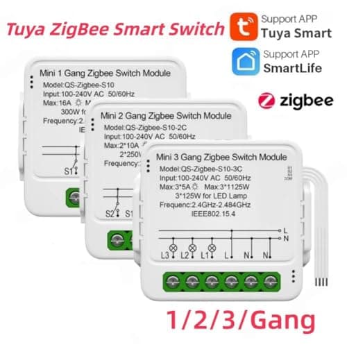 Aundhegrtt Tuya Zigbee Light Switch Module APP Controlled 1/2/3 Way with Gateway Functionality — view 3