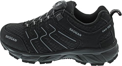 SKOGAN Skallas Outdoor Hiking Shoe Black with Screw Lock Breathable, black, 8 UK