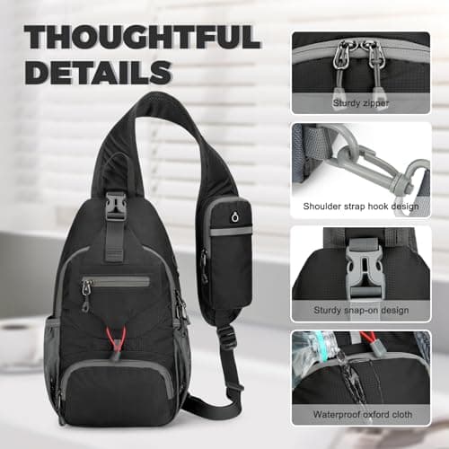 Aucuu Sling Bag Crossbody Backpack, Men's Chest Bag, Sling Backpack, Shoulder Cross Body Bag with Earphone Hole, Hiking Casual Daypack for Women Men Cycling Camping Travel — view 4