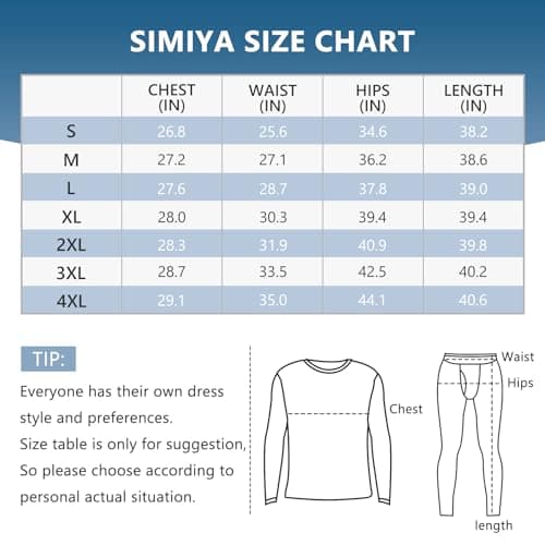 SIMIYA Thermal Underwear Mens, Quick Dry Base Layer for Men, Compression Mens Thermals Top and Bottoms, Winter Long Sleeve Long Johns for Workout Skiing Running Hiking — view 5