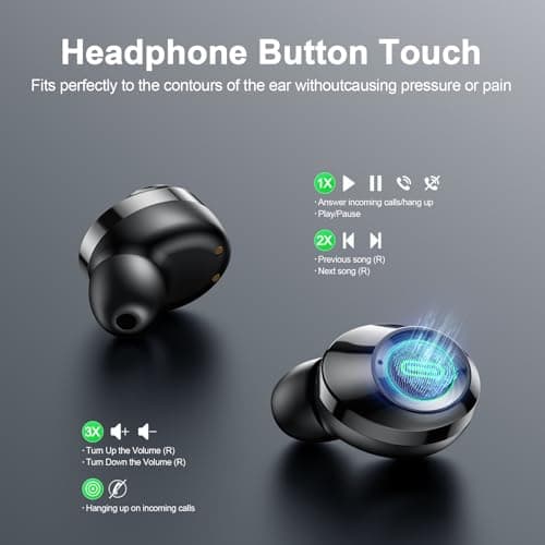 PIAAUORRS Wireless Earbuds, Bluetooth 5.4 Headphones in Ear with Mic HiFi Stereo Noise Reduction, Wireless Earphones IP7 Waterproof Touch Control LED Display Headset USB-C — view 6