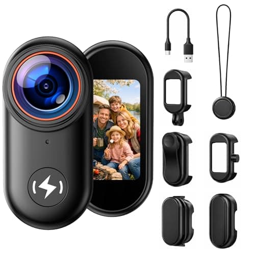 CAMWORLD 4K Mini Body Camera, WiFi Thumb Action Camera with 64GB Card, 1.47'' Wearable POV Camera Magnetic Mount Portable Vlogging Camera for TikTok YouTube