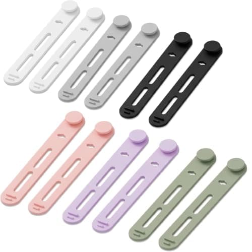 12-Pack Reusable Silicone Cable Ties, Flexible Wire Organizers for Cables, Chargers and Small Items, Durable Cord Management Storage Ties for Home Office and Travel Use