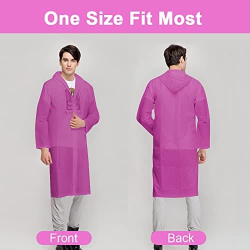 Vicloon Portable Raincoat, 2 Pack Rain Poncho Adult Waterproof with Hoods and Sleeves, Reusable Rain Resistant Poncho for Camping, Emergency Situations, Travel — view 6
