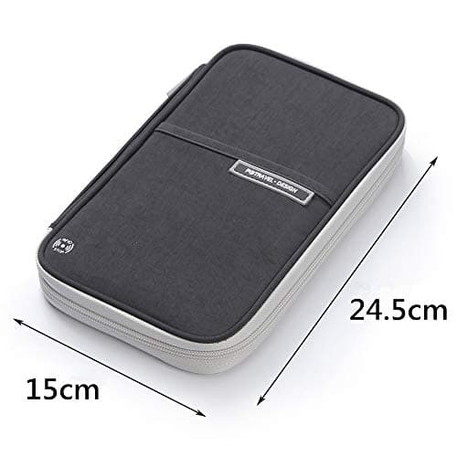 VanFn Family Passport Holder Travel Wallet RFID Blocking Travel Document Organiser Waterproof Holiday Passport Cover Men Women for ID Card, Credit Cards, Flight Tickets, Money, Coins (Black) — view 4