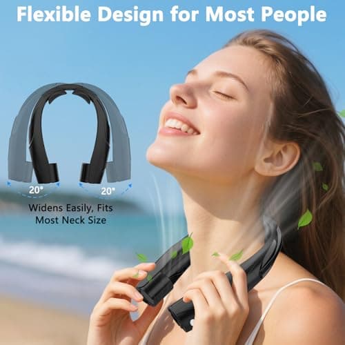 Enituo Neck Fan, 6000mAh USB Rechargeable Hands Free Personal Fan, 6 Speeds Adjustable Portable Neck Fans, Faster Cooling Wearable Fan, Ultra Quiet for Outdoor, Travel, Home, Office - Black — view 5