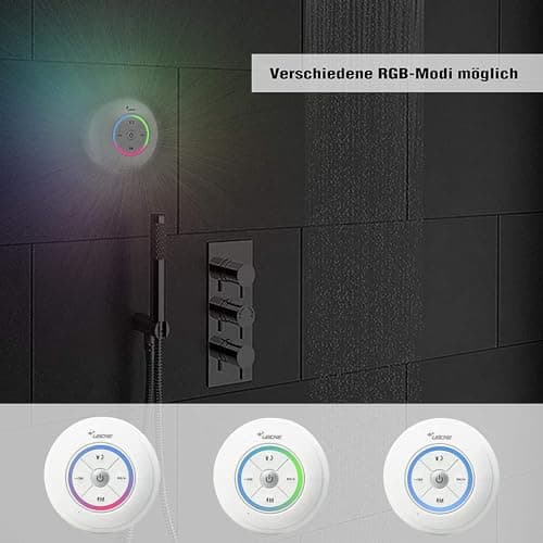 LEICKE Bluetooth Shower Speaker, Dust/Steam/Waterproof, Portable Wireless Speaker with Suction Cup, Compatible with Siri & Google Assistant, 18W Surround Sound, White — view 6