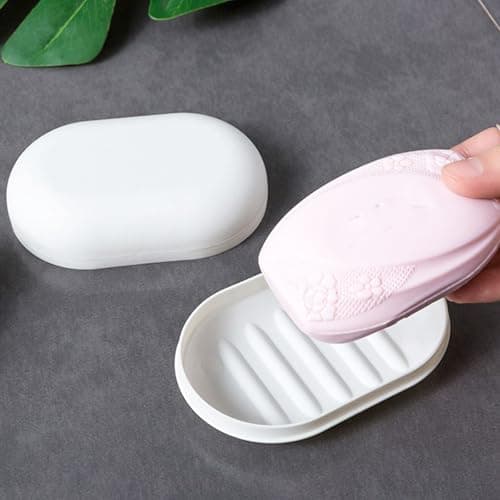 Portable Soap Dish Shower Soap Box Travel Soap Case with Lid,Soap Holder Container with Cover Soap Dishes for Shower Bathroom Hiking School Gym Traveling (Pink) — view 6
