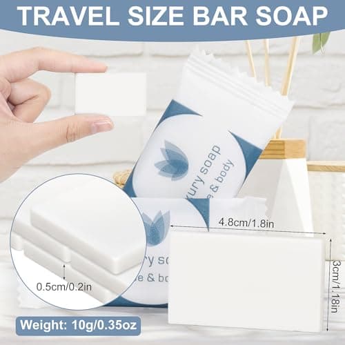 300 Pcs 0.35oz Mini Bar Soap Bulk Individually Wrapped Hand Hotel Soap Bars Travel Size Toiletries for Hospitality Guest Bathroom Vacation Rentals — view 3