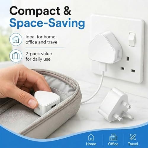 Hyleon USB Plug UK, 2Pcs 5V 1A USB Wall Charger Plug Adapter — view 4