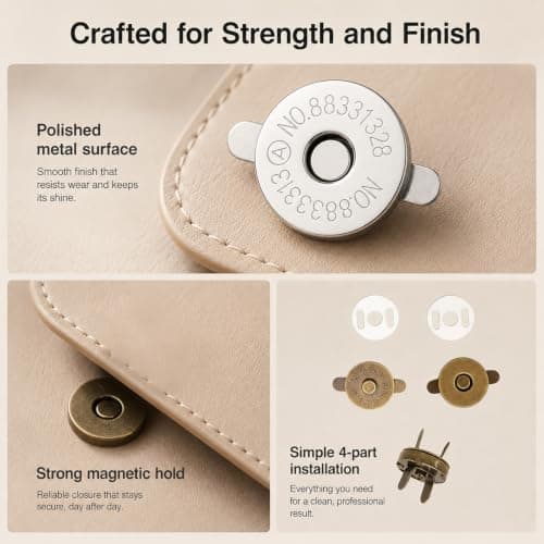 20Pcs Round Alloy Magnetic Snap Buttons, 18mm Magnetic Purse Clasps Silver & Antique Bronze for Bags & Garments — view 4