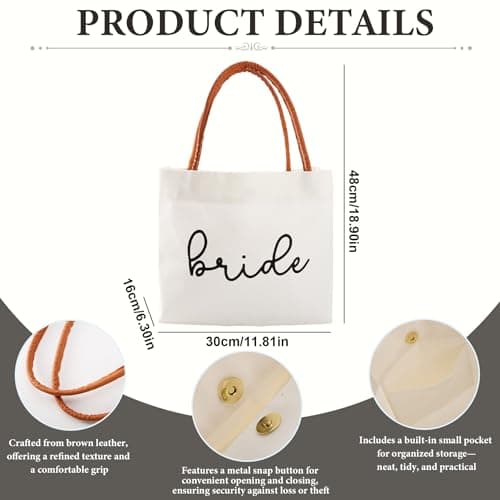 Wasise Bride Tote Bag - Bride Bag, Bridal Gifts, Newly Wed Gift, Honeymoon Gifts, Honeymoon Beach Bag, Personalised Shopping Bags, Wedding Gift for Bridal Shower Bachelorette Party Engagement Travel — view 4