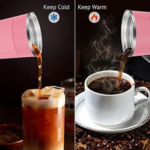 Artlive Coffee Cup, Reusable, Insulated & Double Wall Travel Mug - Travel Cup Thermal Stainless Steel Eco-Friendly with Lid - Hot & Cold Coffee Mug (PinkGrip, 380 ml) — view 5