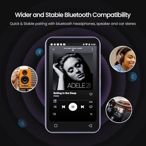 TIMMKOO 16GB Kids MP3 Player with Bluetooth and WiFi, Parental Controls, 4" Music Player with Spotify, Audible Up to 1TB （Purple） — view 6