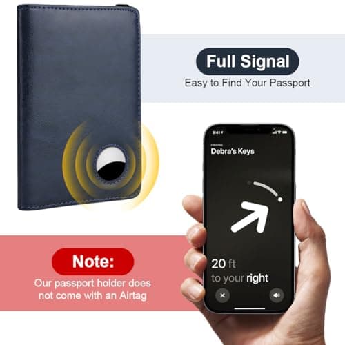 AOOSU Airtag Wallet Passport Holder Cover, PU Leather Passport Cover with RFID Blocking Travel Wallet, Portable Universal Travel Wallets Case Organiser for Money, Boarding Passes, Cards Navy Blue — view 4