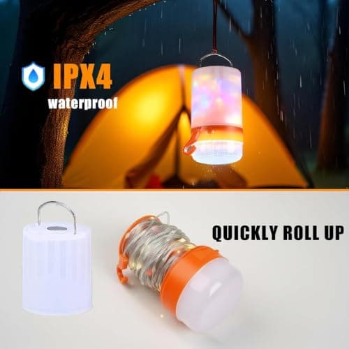 EXETROL Camping String Lights, 4-in-1 Rechargeable Camping Lantern with 10m RGB Lights, Magnetic Base, Hanging Hook and USB Power Bank for Tent, Garden, Patio, Party and Emergency Use — view 3