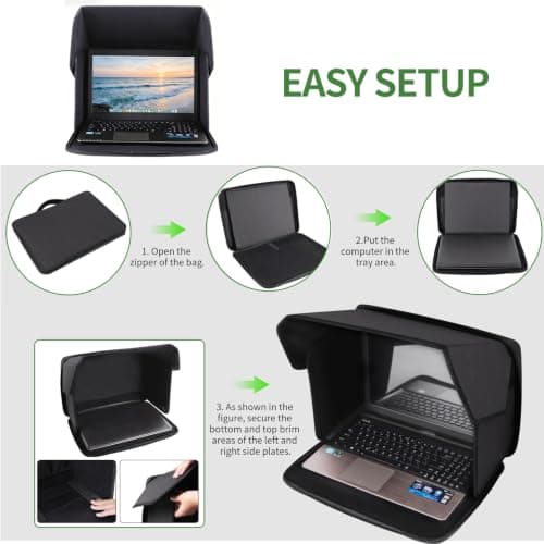 Laptop Sun Shade, Black Sunshade Fits 15-16in Laptops — view 6