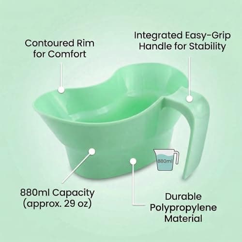 Vomit Bowl with Easy-Grip Handle - 800ml Emesis Basin - Contoured Bedside Sick Bucket for Kids, Adults, Pregnancy Morning Sickness, and Motion Sickness (Green) — view 2