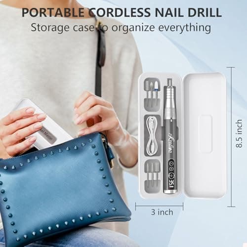 Kredioo Portable Cordless Nail Drill Machine 35000RPM with Storage Case — view 5