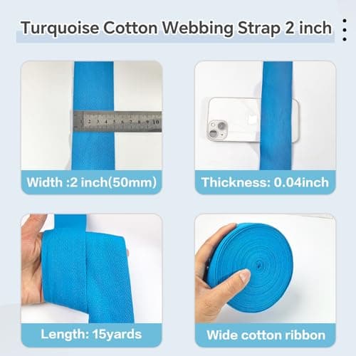 PAMIR TONG Turquoise 2''Cotton Herringbone Twill Tape 15Yds Binding Trim — view 5