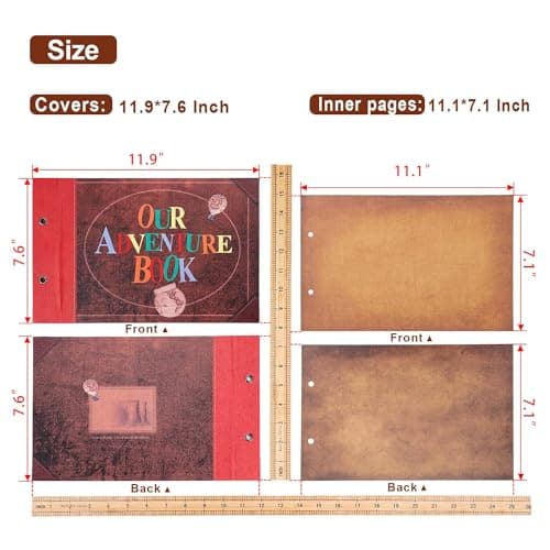 Our Adventure Book Scrapbook Photo Album with 80 Pages 11.6 x 7.5 inch Inch Embossed Words Hard Cover Travel Scrapbook, Memory Book For Anniversary Wedding, Valentines' gifts, Easter Bonus — view 2