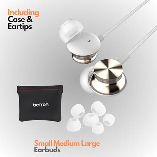 Betron BS10 Earphones Wired Earbud Headphones with Microphone, Gold — view 2